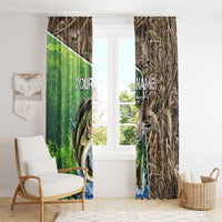 Personalized Bass Fishing Design Window Curtain Leaping Fish Graphic and Camouflage Green Water Splash Print - Wonder Print Shop