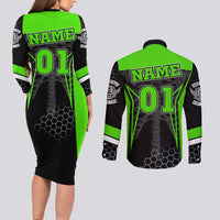 Personalized Skeleton Racing Couples Matching Long Sleeve Bodycon Dress and Long Sleeve Button Shirt Cool Bone Motorcycle Motocross Off-Road Riders Racewear - Wonder Print Shop