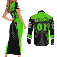 Personalized Skeleton Racing Couples Matching Short Sleeve Bodycon Dress and Long Sleeve Button Shirt Cool Bone Motorcycle Motocross Off-Road Riders Racewear - Wonder Print Shop