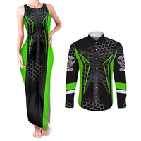 Personalized Skeleton Racing Couples Matching Tank Maxi Dress and Long Sleeve Button Shirt Cool Bone Motorcycle Motocross Off-Road Riders Racewear - Wonder Print Shop