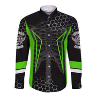Personalized Skeleton Racing Long Sleeve Button Shirt Cool Bone Motorcycle Motocross Off-Road Riders Racewear - Wonder Print Shop