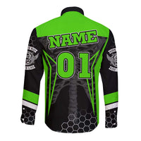 Personalized Skeleton Racing Long Sleeve Button Shirt Cool Bone Motorcycle Motocross Off-Road Riders Racewear - Wonder Print Shop