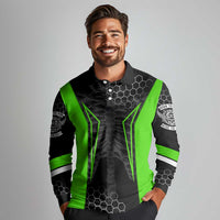 Personalized Skeleton Racing Long Sleeve Polo Shirt Cool Bone Motorcycle Motocross Off-Road Riders Racewear - Wonder Print Shop