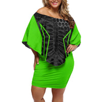 Personalized Skeleton Racing Off Shoulder Short Dress Cool Bone Motorcycle Motocross Off-Road Riders Racewear - Wonder Print Shop