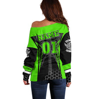 Personalized Skeleton Racing Off Shoulder Sweater Cool Bone Motorcycle Motocross Off-Road Riders Racewear - Wonder Print Shop