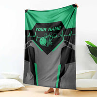 Personalized Bowling Heartbeat Team Blanket For Bowlers Green and Gray - Wonder Print Shop