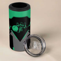 Personalized Bowling Heartbeat Team 4 in 1 Can Cooler Tumbler For Bowlers Green and Gray - Wonder Print Shop