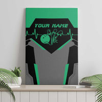 Personalized Bowling Heartbeat Team Canvas Wall Art For Bowlers Green and Gray - Wonder Print Shop