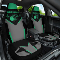 Personalized Bowling Heartbeat Team Car Seat Cover For Bowlers Green and Gray - Wonder Print Shop