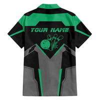 Personalized Bowling Heartbeat Team Family Matching Off Shoulder Maxi Dress and Hawaiian Shirt For Bowlers Green and Gray - Wonder Print Shop