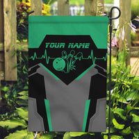 Personalized Bowling Heartbeat Team Garden Flag For Bowlers Green and Gray - Wonder Print Shop
