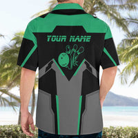 Personalized Bowling Heartbeat Team Hawaiian Shirt For Bowlers Green and Gray - Wonder Print Shop