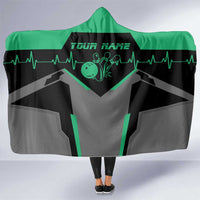 Personalized Bowling Heartbeat Team Hooded Blanket For Bowlers Green and Gray - Wonder Print Shop