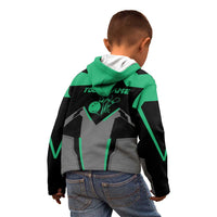 Personalized Bowling Heartbeat Team Kid Hoodie For Bowlers Green and Gray - Wonder Print Shop