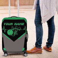 Personalized Bowling Heartbeat Team Luggage Cover For Bowlers Green and Gray - Wonder Print Shop