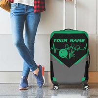 Personalized Bowling Heartbeat Team Luggage Cover For Bowlers Green and Gray - Wonder Print Shop