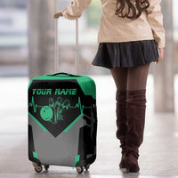 Personalized Bowling Heartbeat Team Luggage Cover For Bowlers Green and Gray - Wonder Print Shop