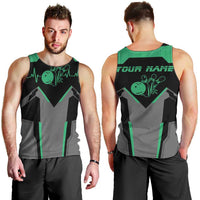 Personalized Bowling Heartbeat Team Men Tank Top For Bowlers Green and Gray - Wonder Print Shop