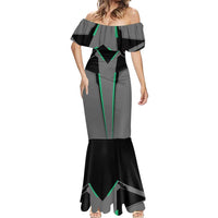 Personalized Bowling Heartbeat Team Mermaid Dress For Bowlers Green and Gray - Wonder Print Shop