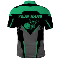 Personalized Bowling Heartbeat Team Polo Shirt For Bowlers Green and Gray - Wonder Print Shop