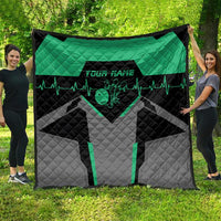 Personalized Bowling Heartbeat Team Quilt For Bowlers Green and Gray - Wonder Print Shop