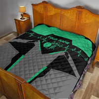 Personalized Bowling Heartbeat Team Quilt For Bowlers Green and Gray - Wonder Print Shop