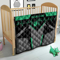 Personalized Bowling Heartbeat Team Quilt For Bowlers Green and Gray - Wonder Print Shop