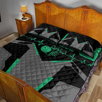 Personalized Bowling Heartbeat Team Quilt Bed Set For Bowlers Green and Gray - Wonder Print Shop