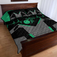 Personalized Bowling Heartbeat Team Quilt Bed Set For Bowlers Green and Gray - Wonder Print Shop