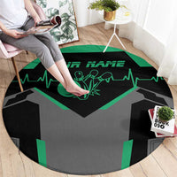 Personalized Bowling Heartbeat Team Round Carpet For Bowlers Green and Gray - Wonder Print Shop