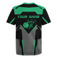 Personalized Bowling Heartbeat Team Rugby Jersey For Bowlers Green and Gray - Wonder Print Shop