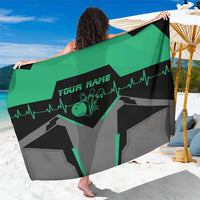 Personalized Bowling Heartbeat Team Sarong For Bowlers Green and Gray - Wonder Print Shop