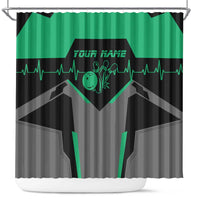 Personalized Bowling Heartbeat Team Shower Curtain For Bowlers Green and Gray - Wonder Print Shop