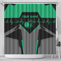 Personalized Bowling Heartbeat Team Shower Curtain For Bowlers Green and Gray - Wonder Print Shop