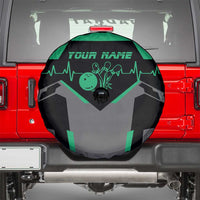 Personalized Bowling Heartbeat Team Spare Tire Cover For Bowlers Green and Gray - Wonder Print Shop