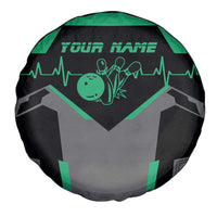 Personalized Bowling Heartbeat Team Spare Tire Cover For Bowlers Green and Gray - Wonder Print Shop