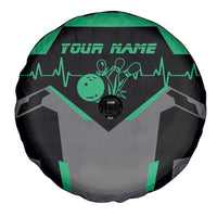 Personalized Bowling Heartbeat Team Spare Tire Cover For Bowlers Green and Gray - Wonder Print Shop