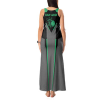 Personalized Bowling Heartbeat Team Tank Maxi Dress For Bowlers Green and Gray - Wonder Print Shop