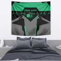 Personalized Bowling Heartbeat Team Tapestry For Bowlers Green and Gray - Wonder Print Shop
