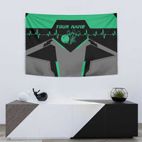 Personalized Bowling Heartbeat Team Tapestry For Bowlers Green and Gray - Wonder Print Shop