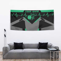 Personalized Bowling Heartbeat Team Tapestry For Bowlers Green and Gray - Wonder Print Shop