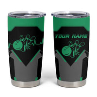 Personalized Bowling Heartbeat Team Tumbler Cup For Bowlers Green and Gray - Wonder Print Shop