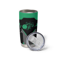Personalized Bowling Heartbeat Team Tumbler Cup For Bowlers Green and Gray - Wonder Print Shop