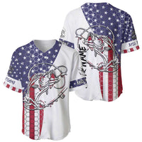 American Flag Bass Fishing Baseball Jersey Fishing Rod and Patriotic Red White and Blue Theme - Wonder Print Shop