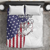 American Flag Bass Fishing Bedding Set Fishing Rod and Patriotic Red White and Blue Theme - Wonder Print Shop