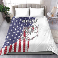 American Flag Bass Fishing Bedding Set Fishing Rod and Patriotic Red White and Blue Theme - Wonder Print Shop