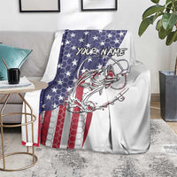 American Flag Bass Fishing Blanket Fishing Rod and Patriotic Red White and Blue Theme - Wonder Print Shop