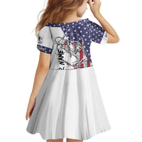 American Flag Bass Fishing Family Matching Long Sleeve Bodycon Dress and Hawaiian Shirt Fishing Rod and Patriotic Red White and Blue Theme - Wonder Print Shop