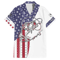 American Flag Bass Fishing Family Matching Long Sleeve Bodycon Dress and Hawaiian Shirt Fishing Rod and Patriotic Red White and Blue Theme - Wonder Print Shop