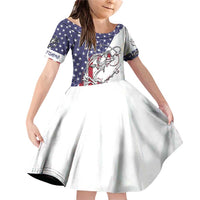 American Flag Bass Fishing Family Matching Off Shoulder Short Dress and Hawaiian Shirt Fishing Rod and Patriotic Red White and Blue Theme - Wonder Print Shop